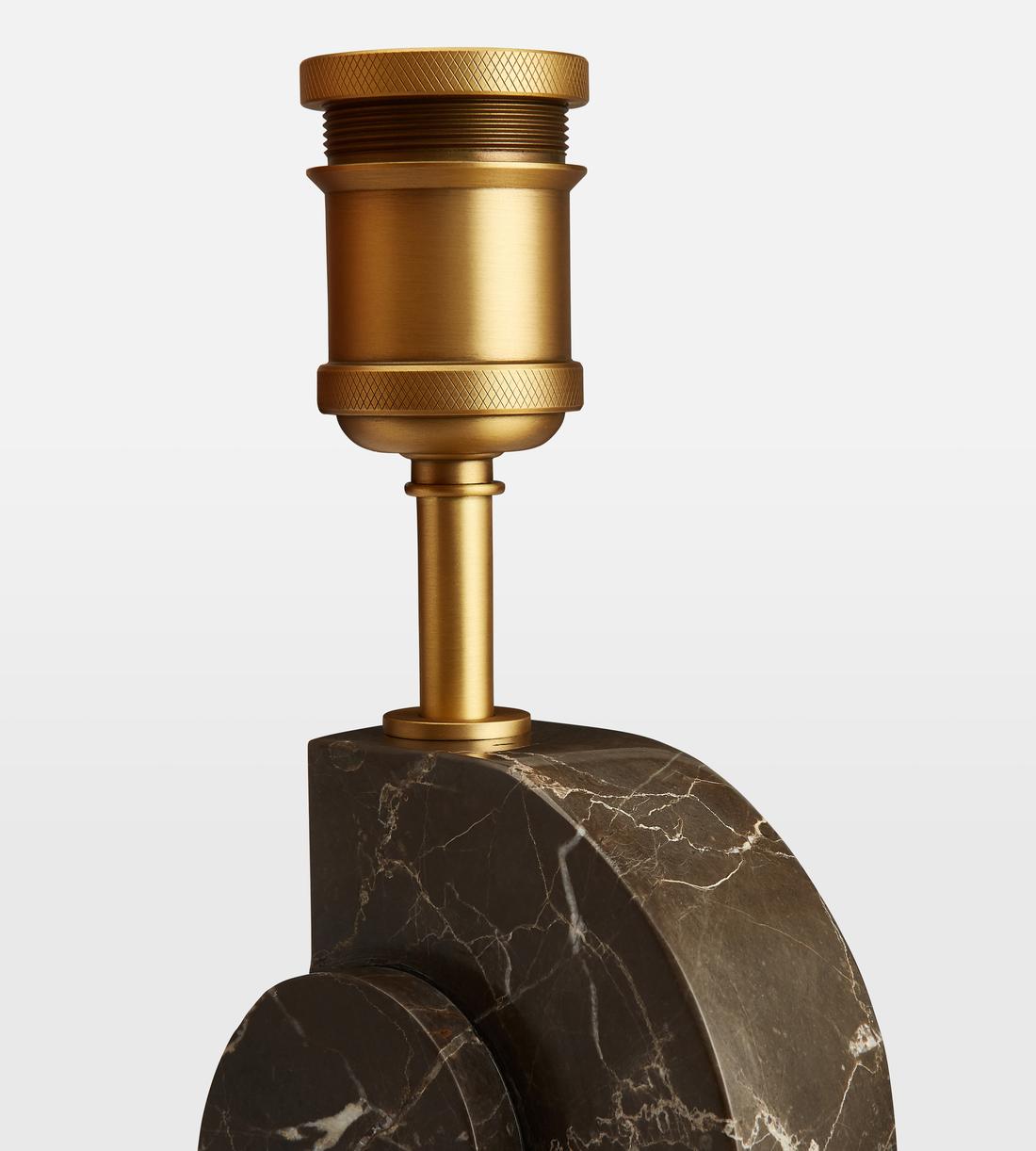 Brown Marble Table Lamp with Linen Shade - Erhaus product image 3