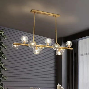 Luxury Pure Copper Chandelier K9 Crystal Dining Room Chandelier Modern Gold Ceiling Popular Molecular Bar