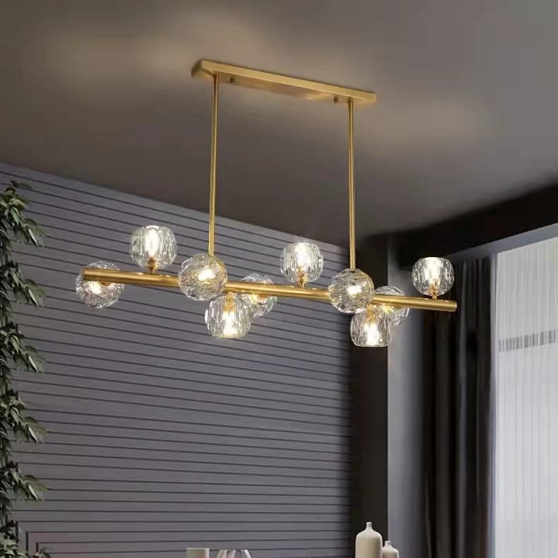 Luxury Pure Copper Chandelier K9 Crystal Dining Room Chandelier Modern Gold Ceiling Popular Molecular Bar