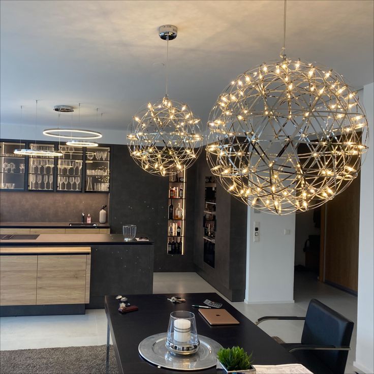 Round Starry Sky Chandelier Light Fire Ball Ceiling Lighting for Living Room / cottage / high-Ceiling