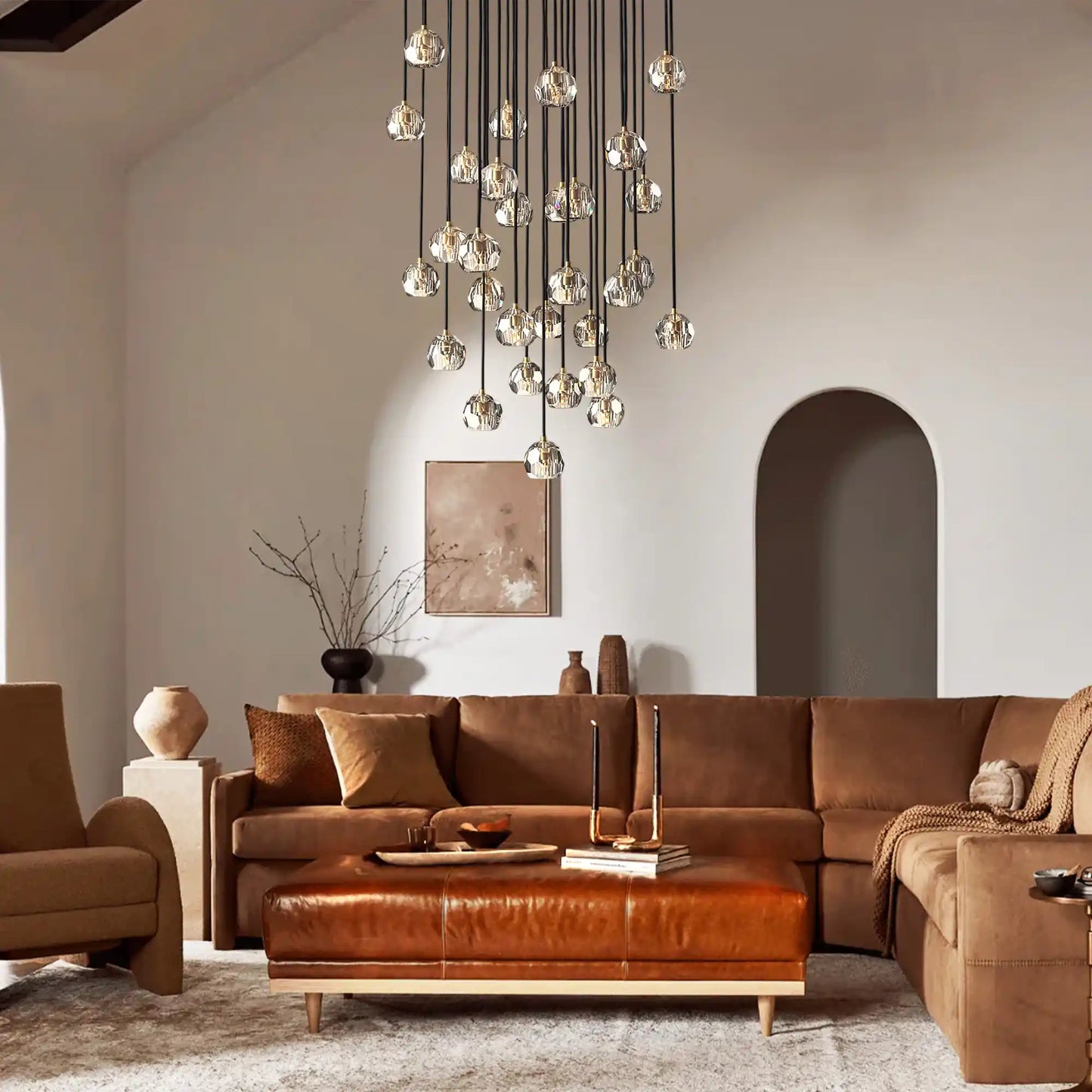 Boule De Cristal Clear/ Smoke Glass Round Cluster Chandelier 14", 19", 24", 30", 40"