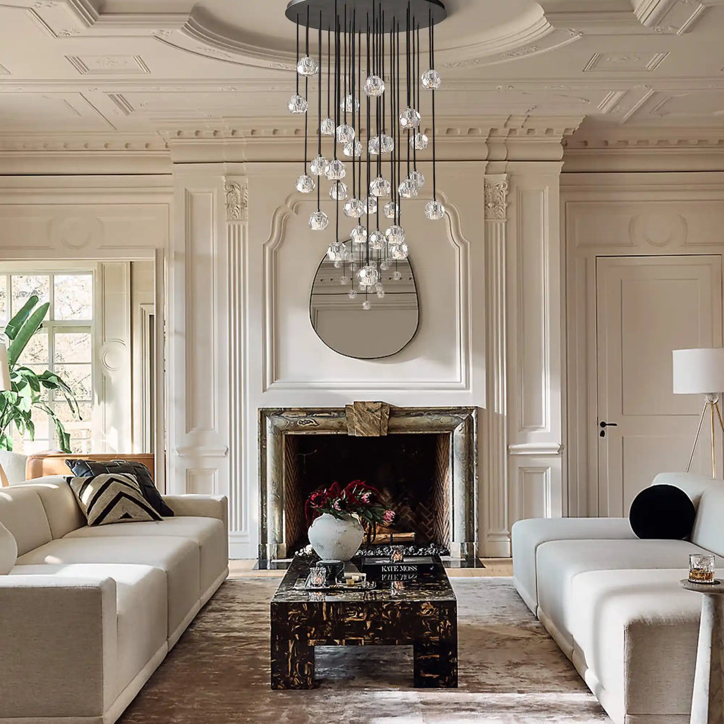 Boule De Cristal Clear/ Smoke Glass Round Cluster Chandelier 14", 19", 24", 30", 40"
