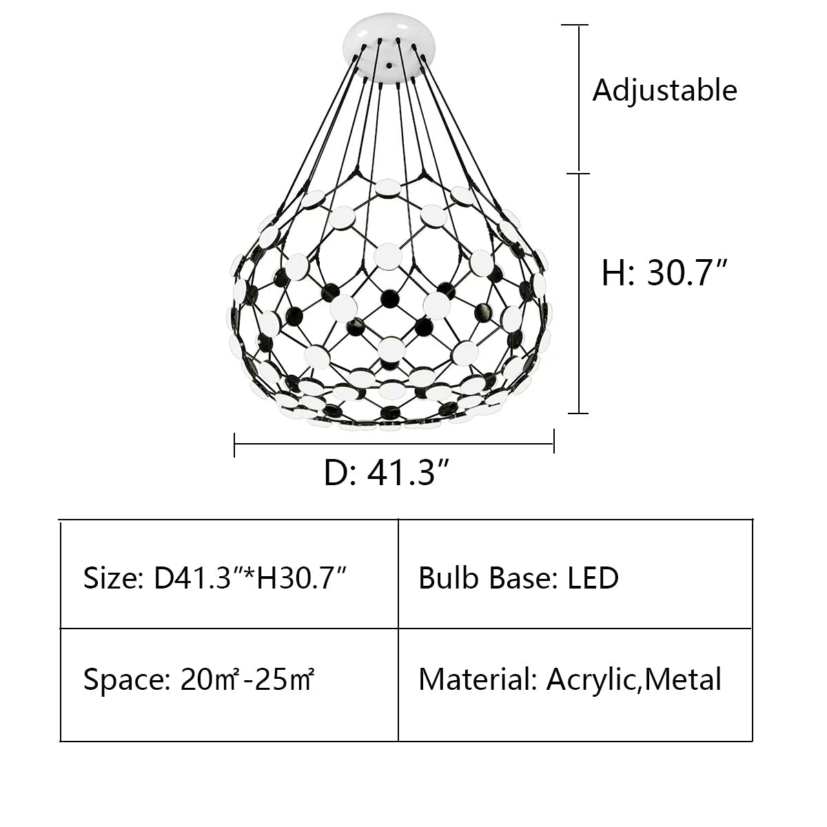 Modern Basket Pendant Chandelier with Acrylic and Metal Finish for Living and Dining Room