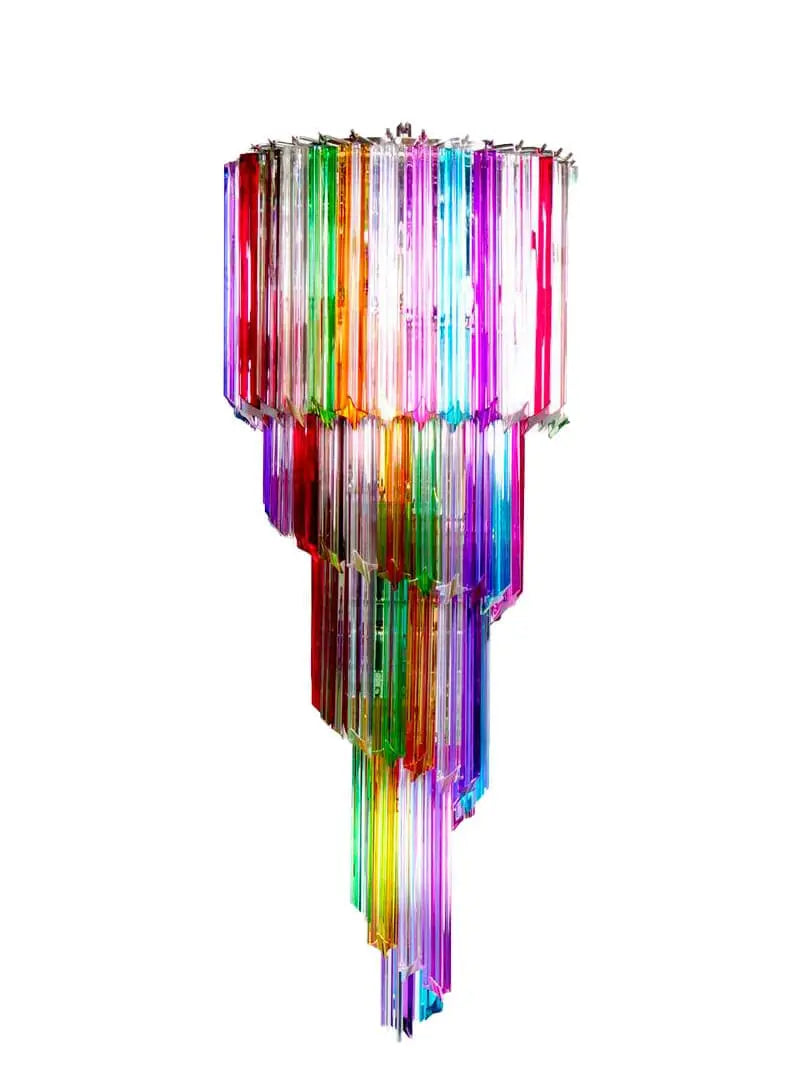 Murano Glass Chandelier – Spiral – 86 Prisms – Multi