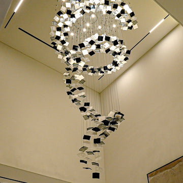 Modern Glass Spiral Floating Square Chandelier – High-Quality Finish