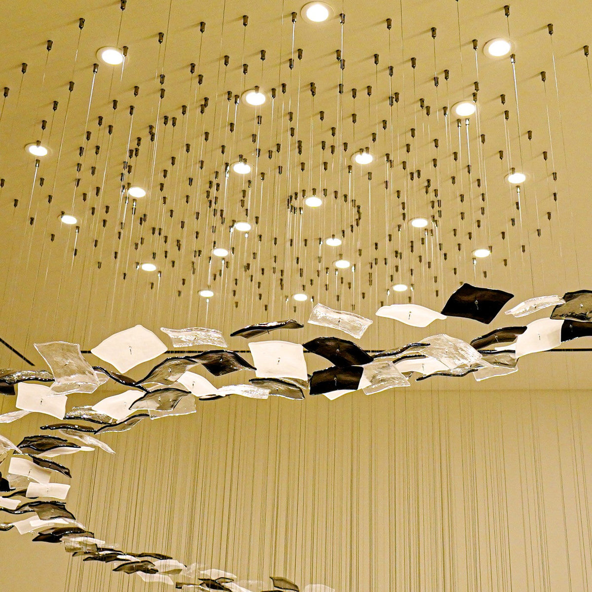 Modern Glass Spiral Floating Square Chandelier – High-Quality Finish