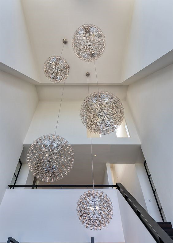 Round Starry Sky Chandelier Light Fire Ball Ceiling Lighting for Living Room / cottage / high-Ceiling