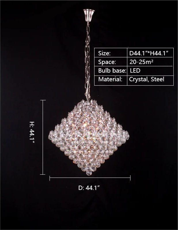 Aesthetic Luxury Conical Crystal Chandelier for Living / dinning Room / foyer / hallway / staircase