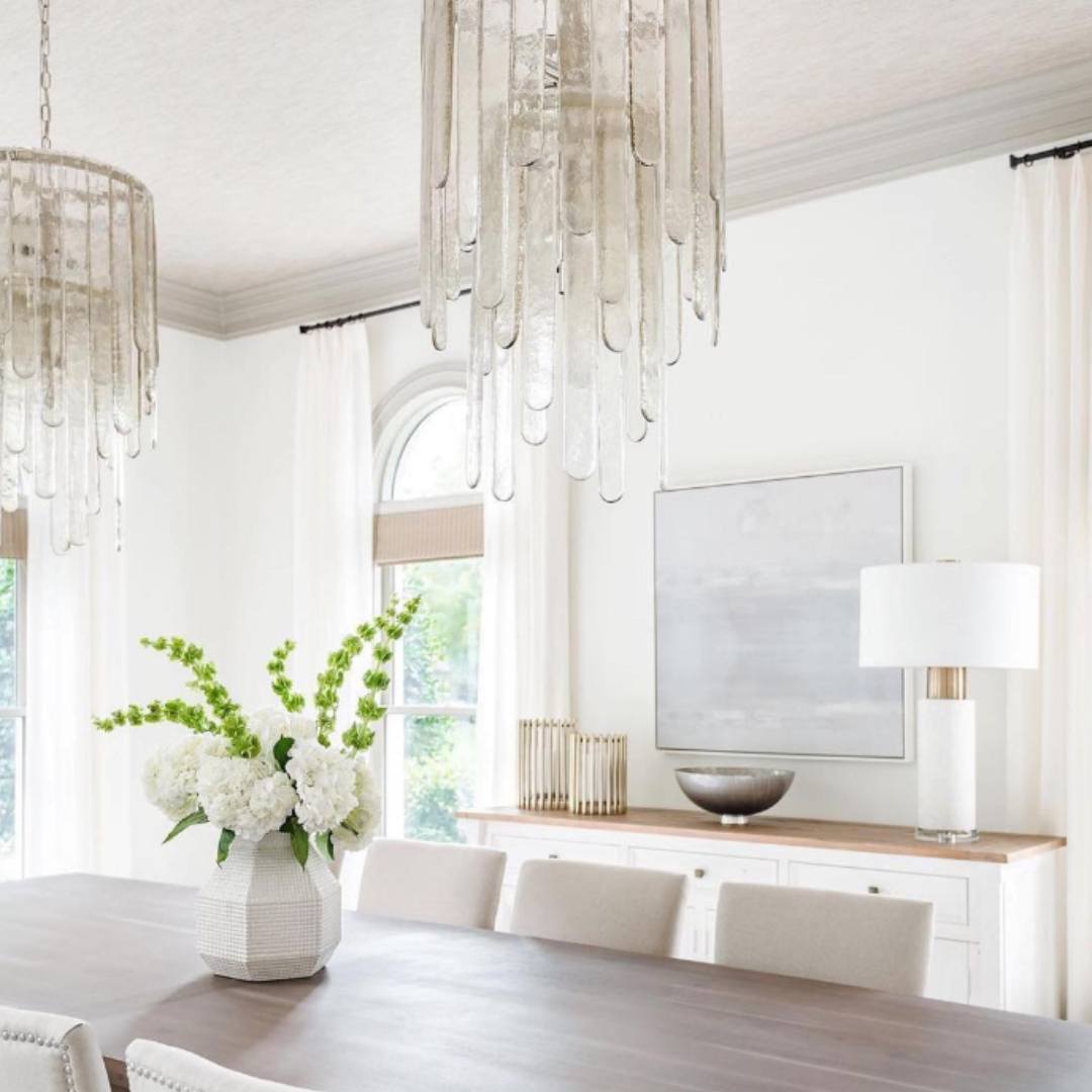 Modern Multi-Tier Champagne-Hued Glass Chandelier in Chrome Finish