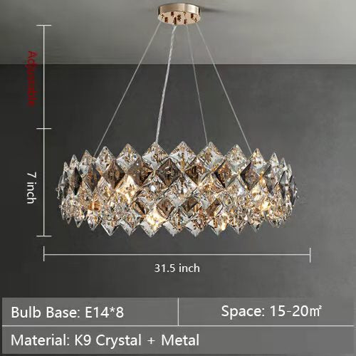 Prismatic Crystal Chandelier for Living Room Dining Room Ceiling Light