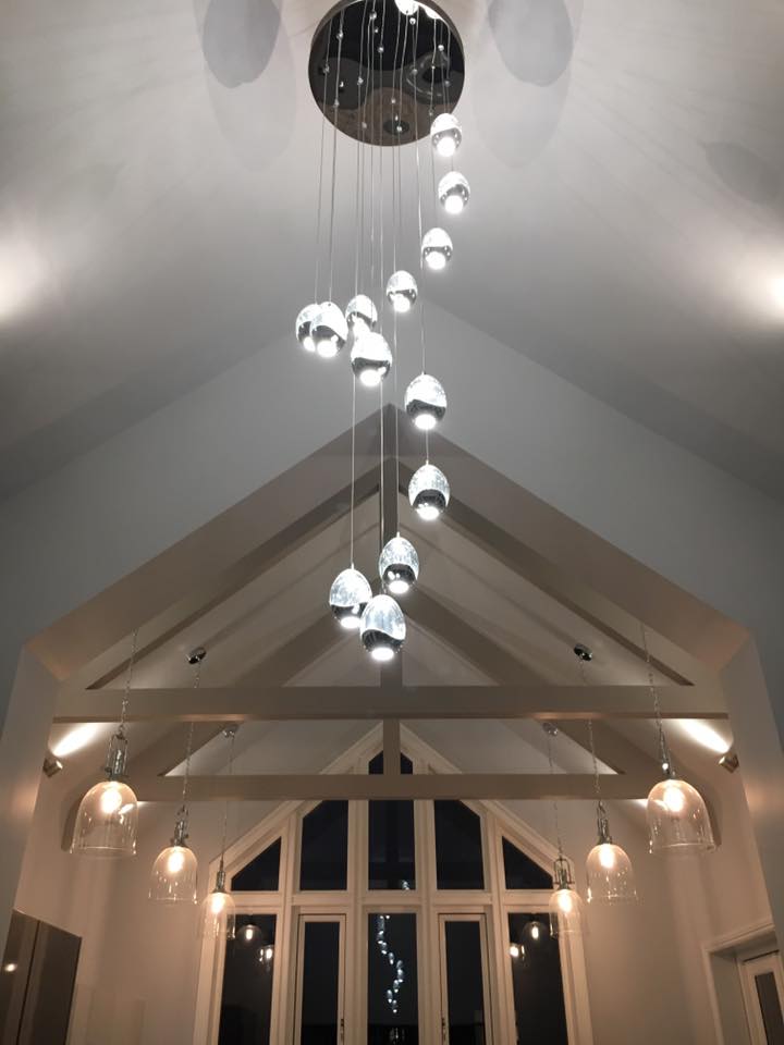 Extra Long Glass LED Droplight Chandelier Pendant for Staircase / foyer