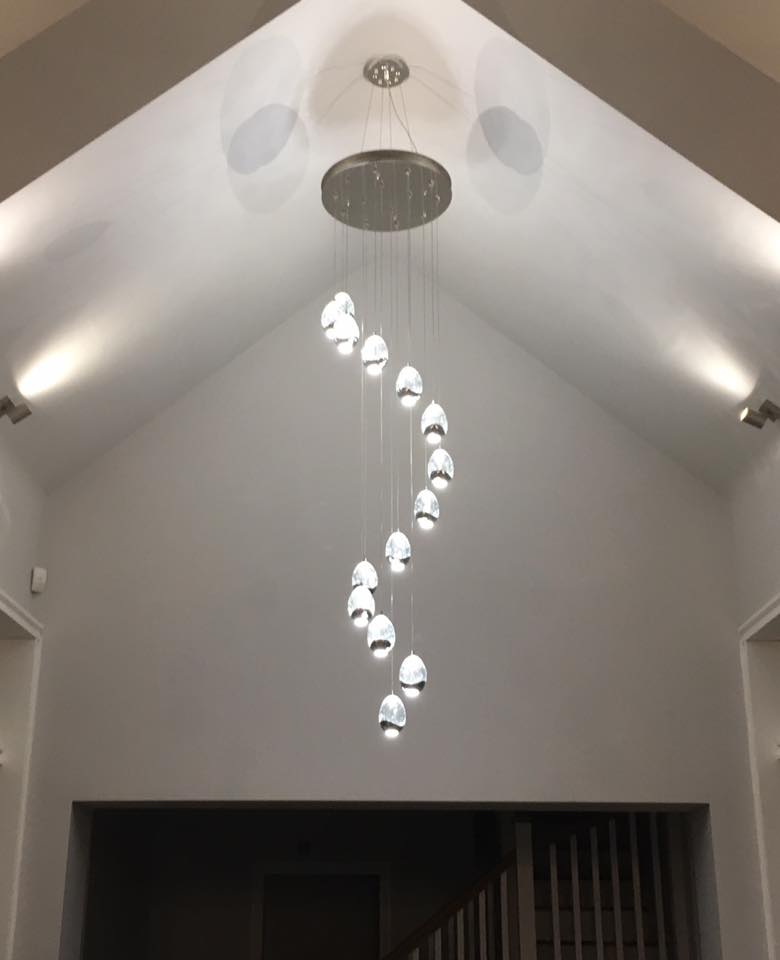 Extra Long Glass LED Droplight Chandelier Pendant for Staircase / foyer
