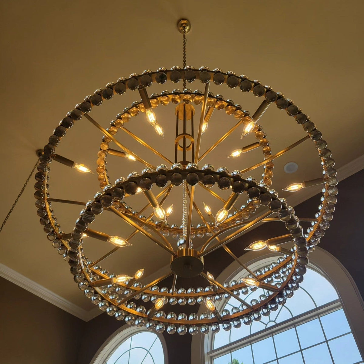 Modern 2 / 3 Ring Glass Ball Chandelier for Low-Ceiling