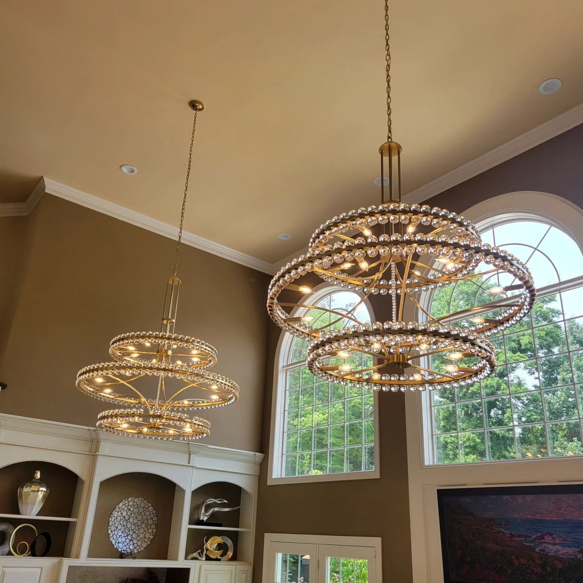 Modern 2 / 3 Ring Glass Ball Chandelier for Low-Ceiling