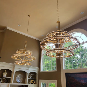 Modern 2 / 3 Ring Glass Ball Chandelier for Low-Ceiling