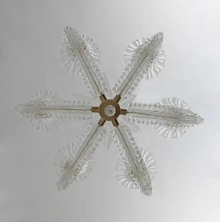 Vintage Italian 6-Arm Glass Chandelier for Low-Ceiling Bedroom / dining Room