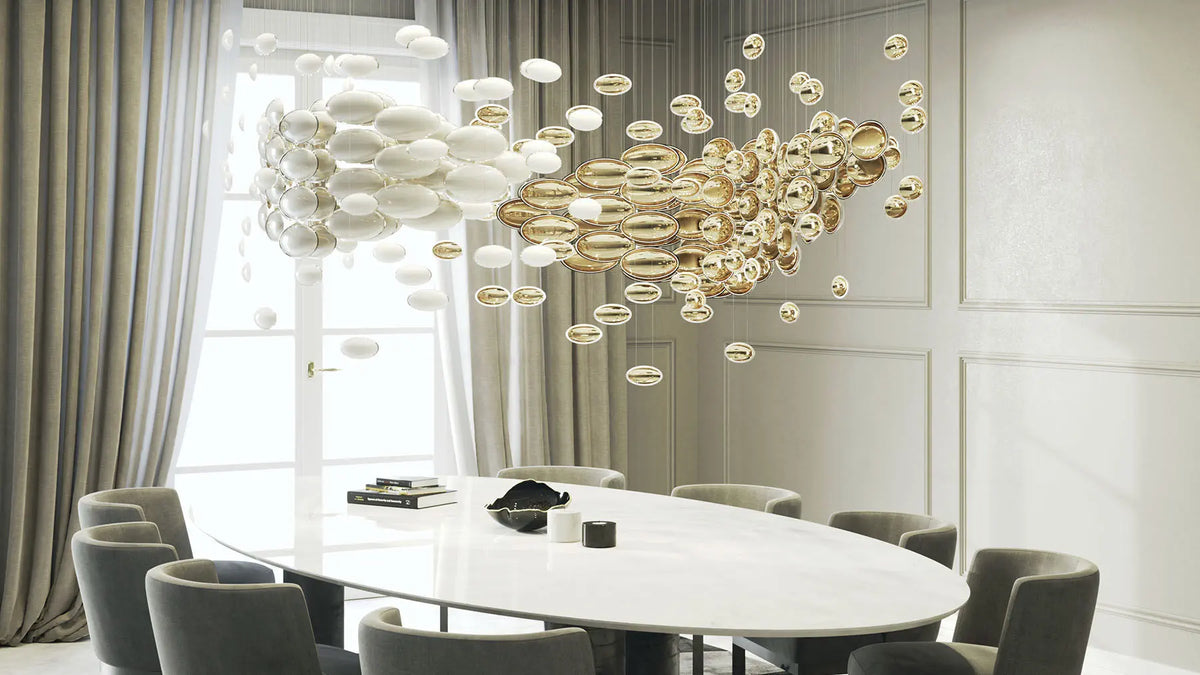 Modern Artistic Golden Dragon Egg Glass Pendant Ceiling Light for Dining Room