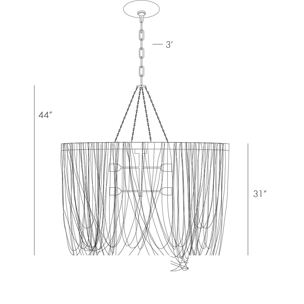 Layla Linear Chandelier 46643 technical dimension drawing