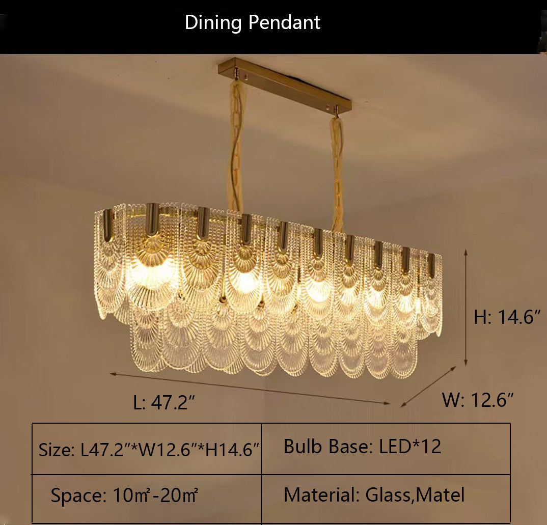 Nordic Light Luxury Patterned Glass Pendant Chandelier Suit for Living / dining Room / bedroom