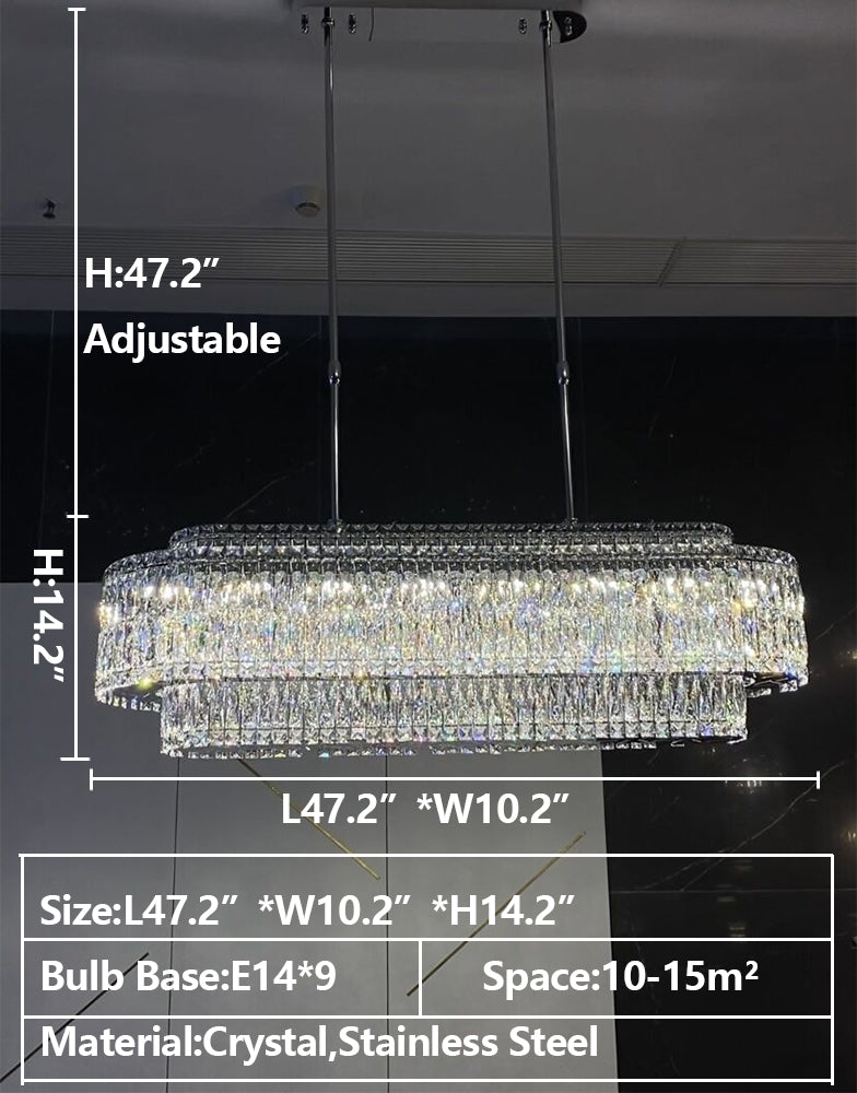 Stunning Modern Rectangle Ceiling Light Crystal Chandelier for Dining Table / coffee Table / living Room /