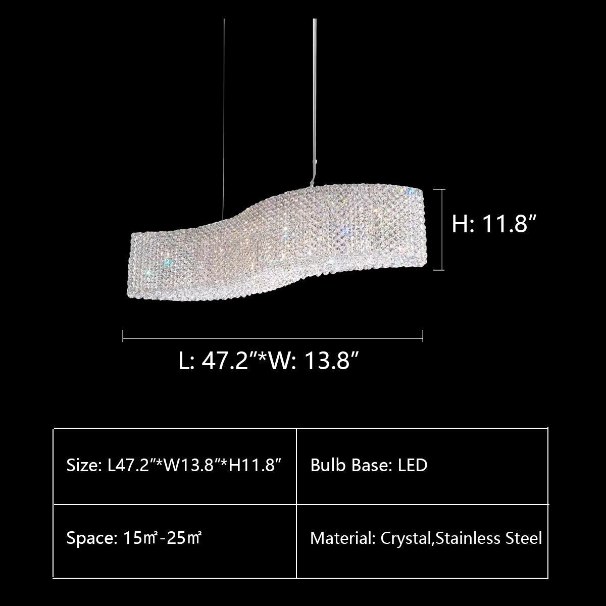 Oversized Luxury Curvilinear Crystal Pendant Chandelier for Dining Room / kitchen Island / living Room