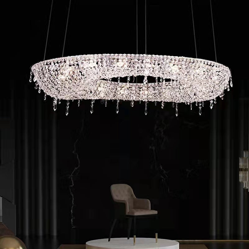 Unique Foyer Crystal Chandelier Luxury Hallway Ceiling Lamp Living Room Hanging Light Decor for Entryway