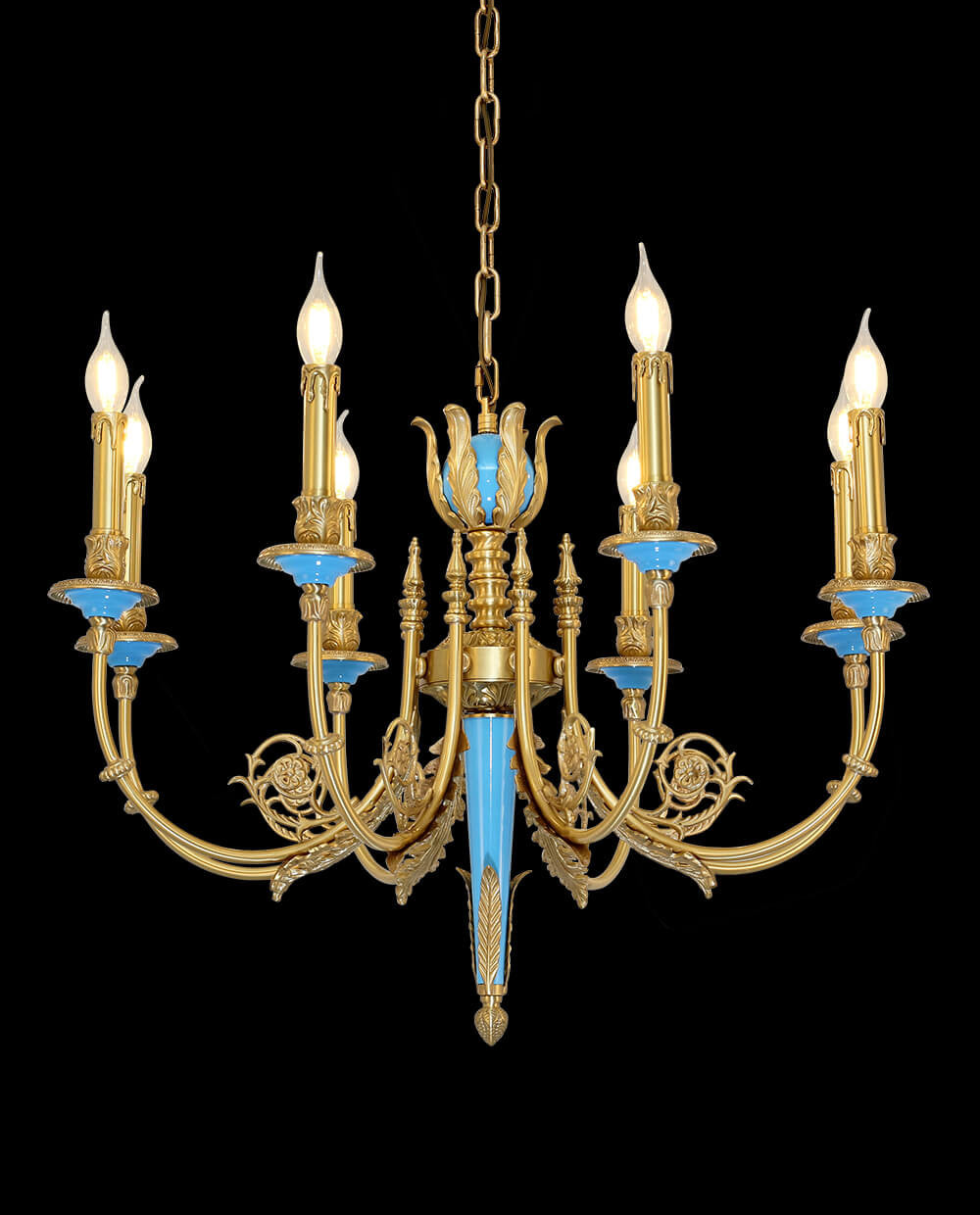 30X23 Inch 8 Lights Rococo Style Small Antique Copper Chandelier for Bedroom