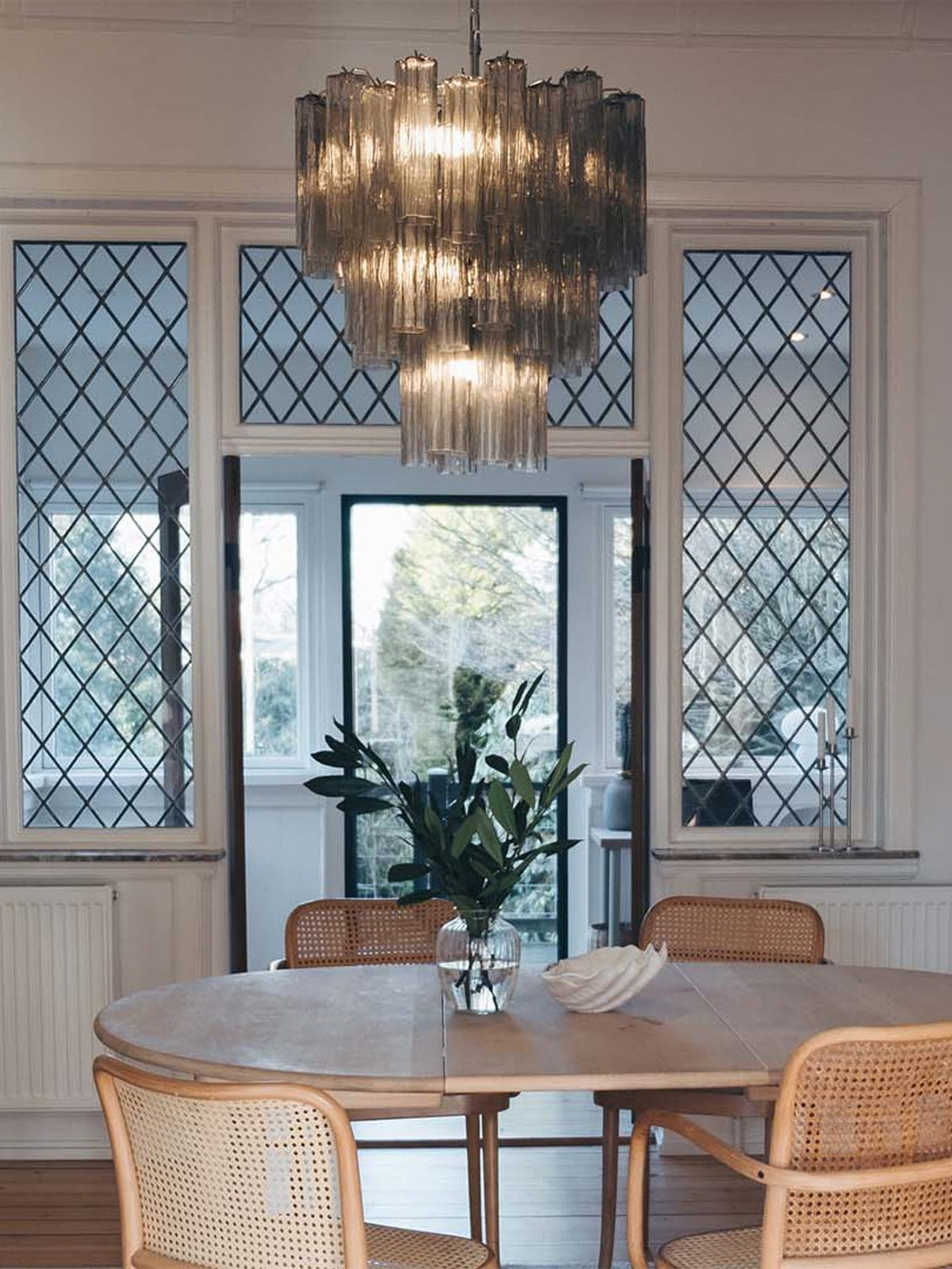 Murano Glass Chandelier – 48 Tubes – Smoked