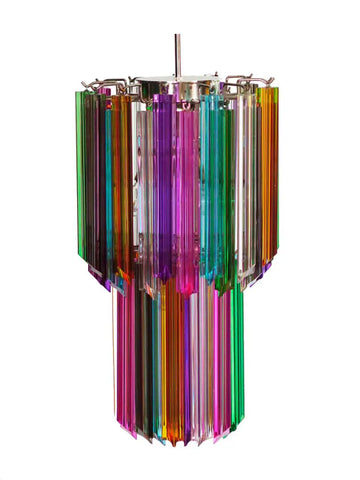 Murano Glass Chandelier – Quadriedri – 46 Prisms – Multi