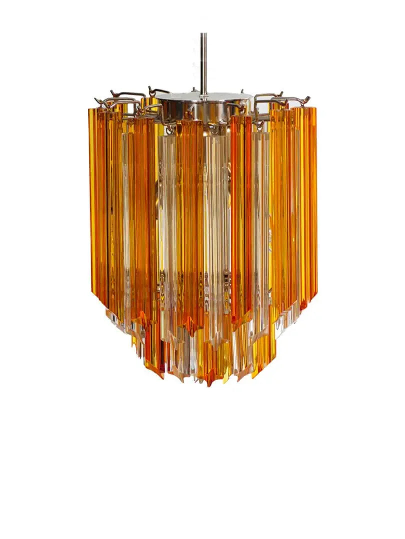 Murano Glass Chandelier – 47 Prisms – Amber / transparent