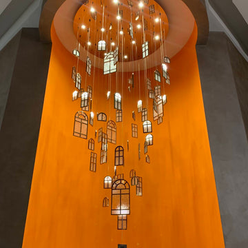 Modern Creative Round Floating Glass Windows Chandelier for Living Room / hotel / restaurant