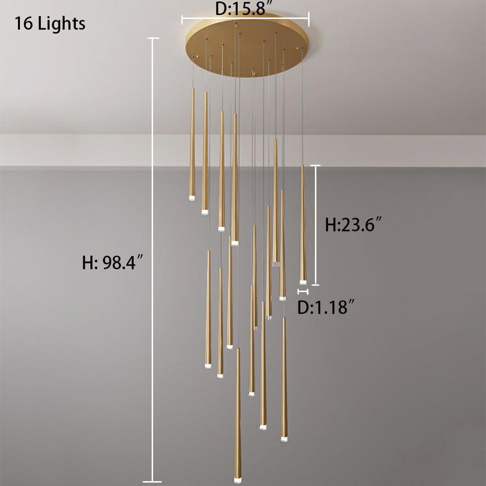 Minimalism Foyer Staircase Chandelier Ceiling Pendant Lighting for Living Room Entryway in Gold / Black Finish