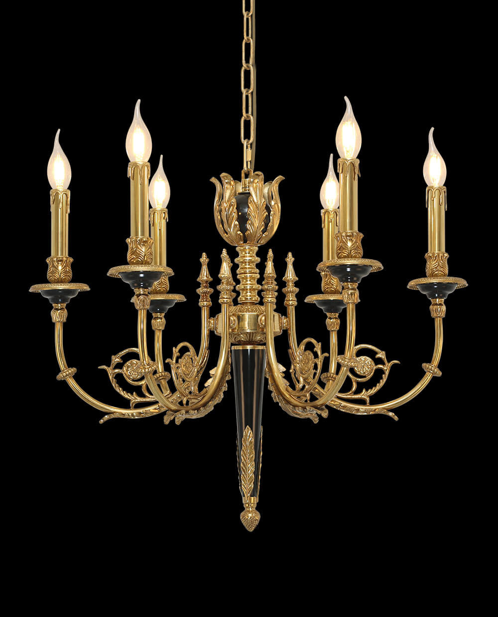 26X23 Inch 6 Lights Rococo Style Antique Copper Chandelier Small Black Bedroom Chandelier