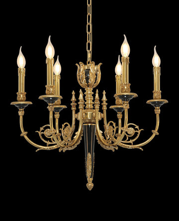 26X23 Inch 6 Lights Rococo Style Antique Copper Chandelier Small Black Bedroom Chandelier