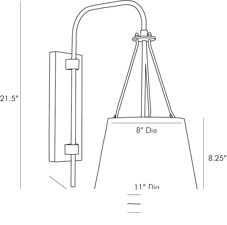 Franklin Wall Sconce 49392 technical dimension drawing