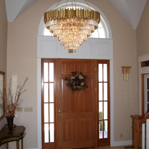 Light Luxury Large Round / oval Multi-Tiered Crystal Chandelier for Living Room / dining Area / staircase