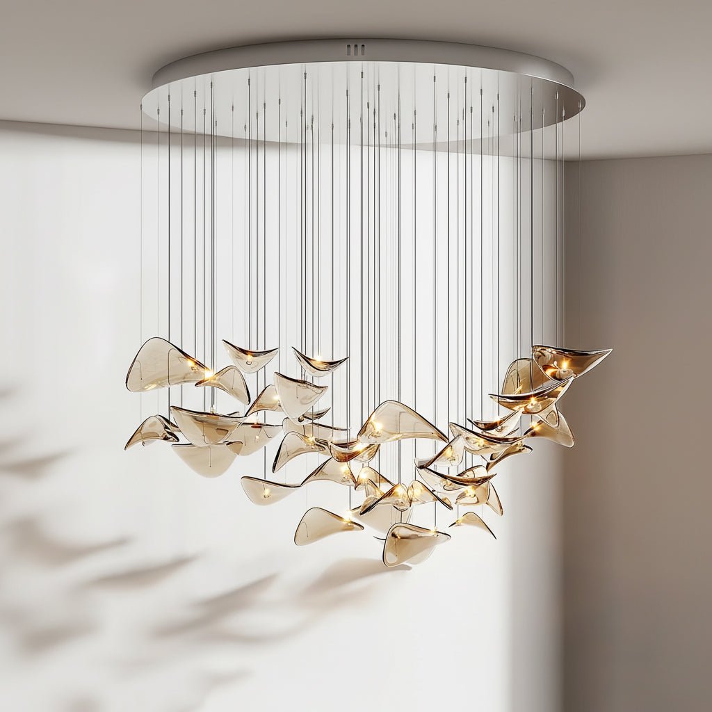Galaxy Wave Floating Leaf Crystal Spiral Chandelier