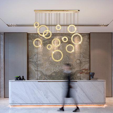 Modern Multi Gold Donuts Shape Crystal Chandelier Ring Round Light for Foyer Staircase / Living Room / Bar /