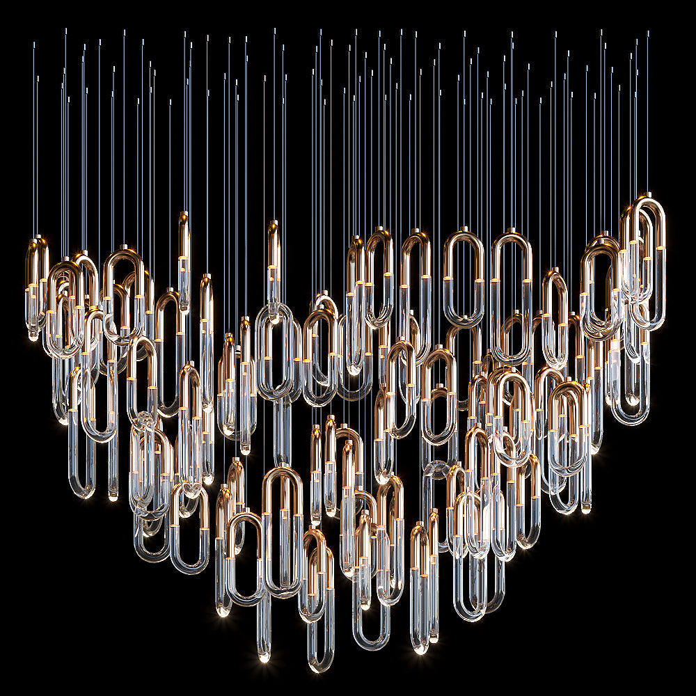 Orlisse Gold Glass Loop Cluster Chandelier