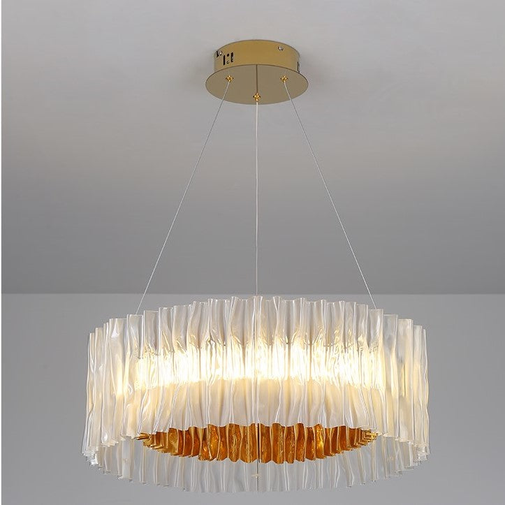 Modern Minimalism Pleated Acrylic Ring Round Ceiling Light for Living / Ding Room / Bar