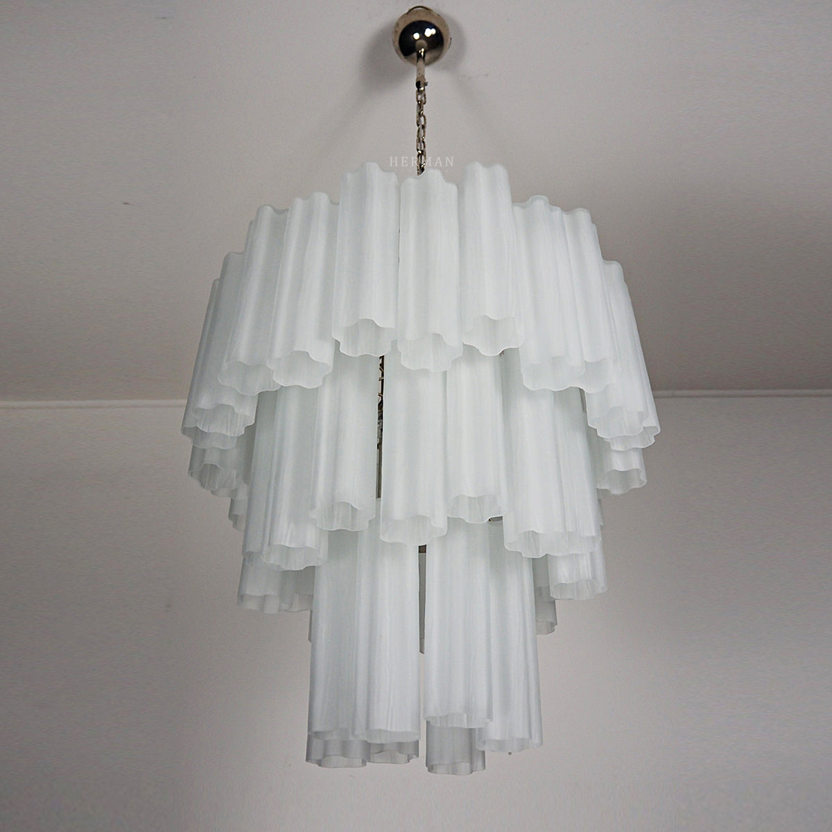 Murano Glass Chandelier – 48 Tubes – Matte White