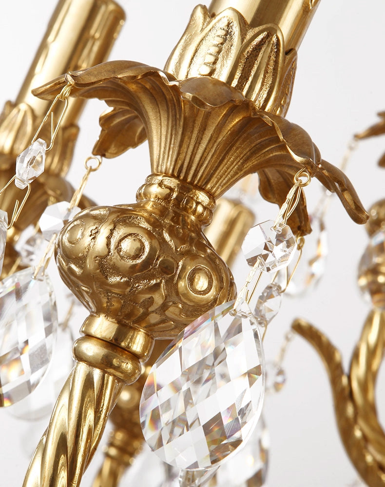 47X41 Inch 18 Lights Two-tier Big Brass and Crystal Chandelier Gold Chandelier for Extrance