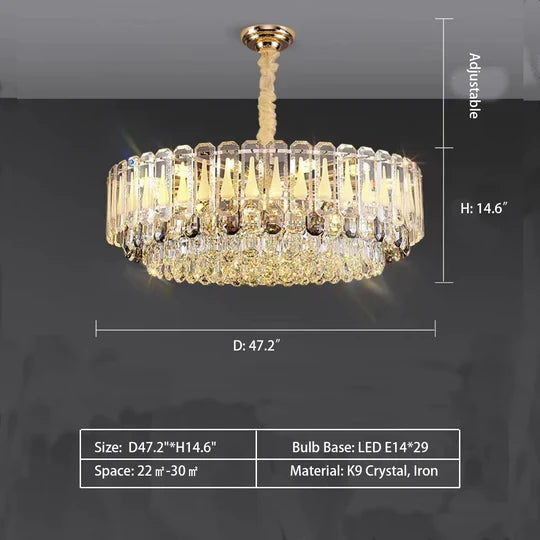 Oversized Transparent Crystal Tiered Chandelier Suit for Living / dining Room / bedroom
