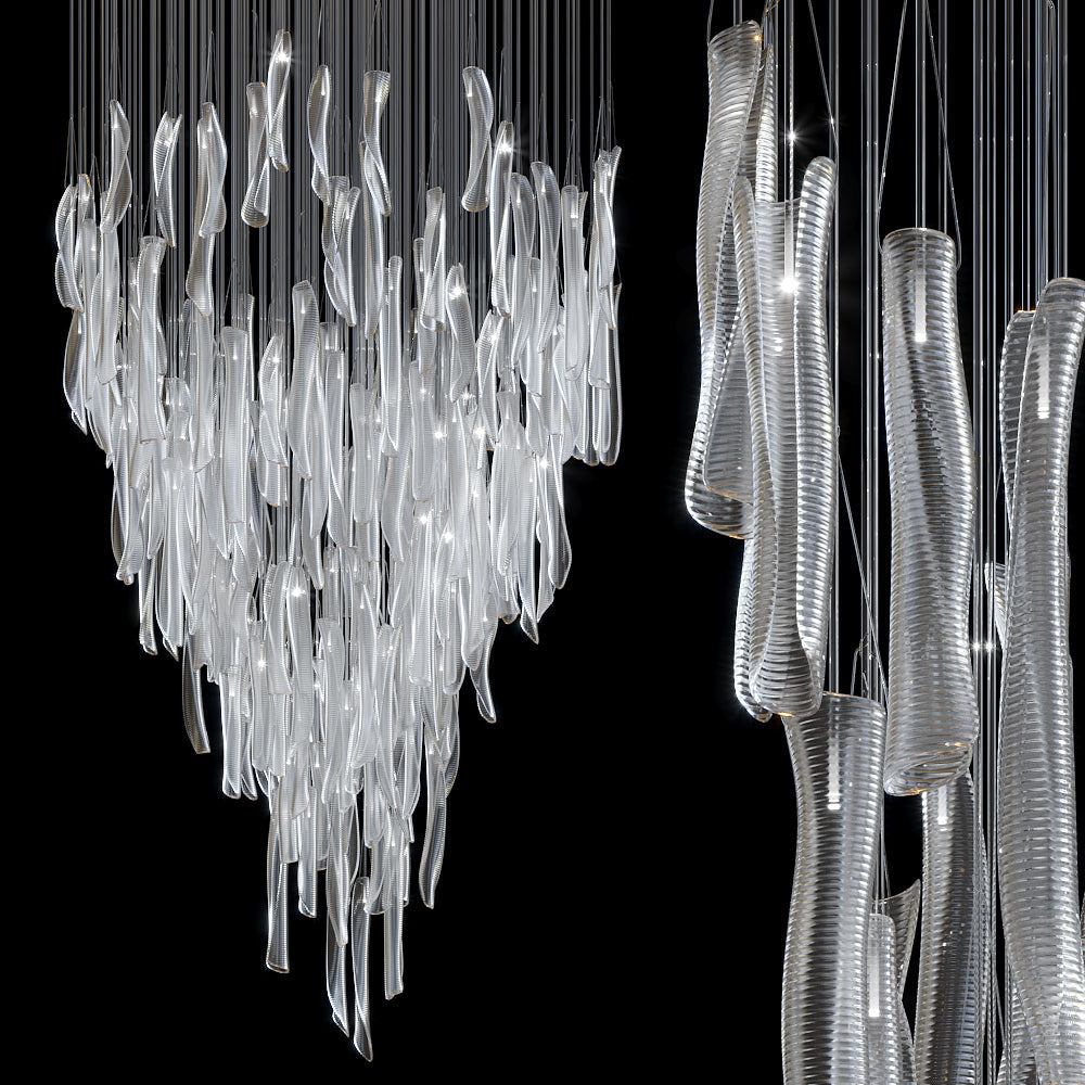 Luméa Organic Glass Tube Cluster Chandelier