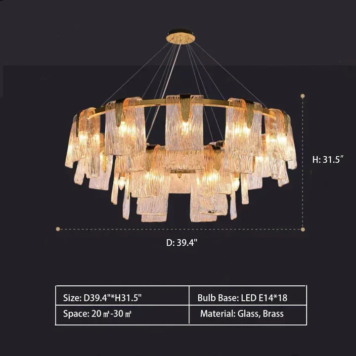 Light Luxury Irregular Glass Slice Chandelier Suit in Brass Finish for Living Room / Ding Room / Bedroom