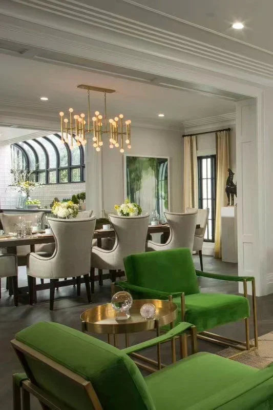 Post Modern Bamboo Style Linear Chandelier for Living Room God Iron Design Dining Table Ceiling Light