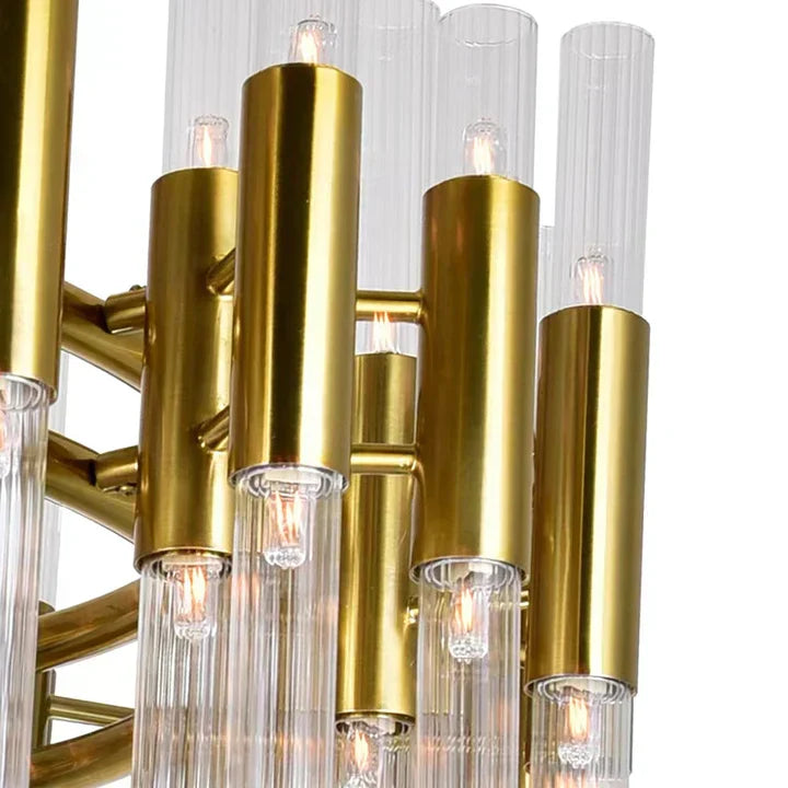 Post-Modern Simple Light Luxury 3-Tier Round Glass Tubes Chandelier