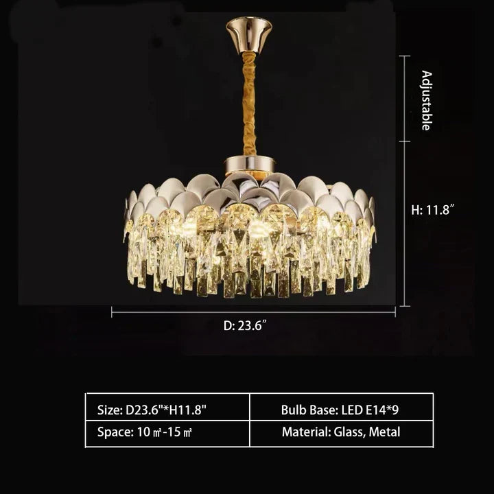 Modern Fish Scale Tiered Crystal Pendant Chandelier Suit for Living Room & Bedroom