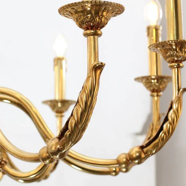 8 Lights Baroque Style Small French Chandelier Antique Brass Chandelier for Bedroom