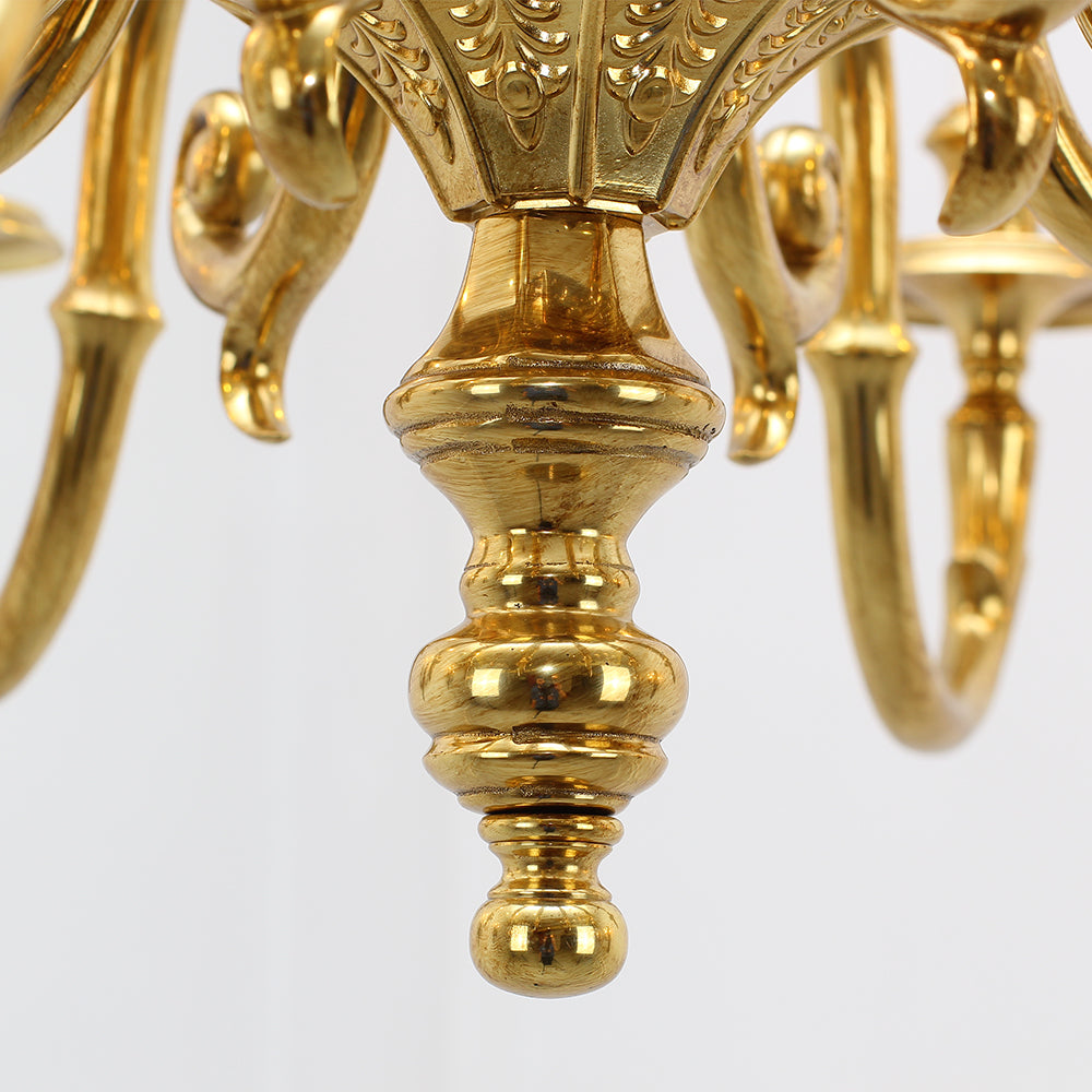 35X18 Inch 8 Lights Vintage French Gold Brass Chandelier for Master Bedroom